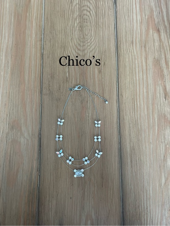 Chico's Jewelry - Chico's Silver Necklace - White Crystal Accents